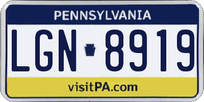 PA license plate LGN8919
