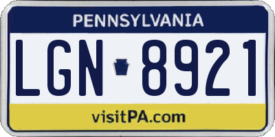 PA license plate LGN8921