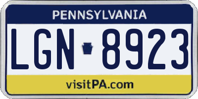 PA license plate LGN8923