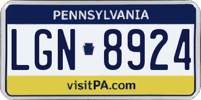 PA license plate LGN8924