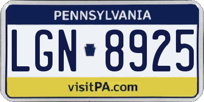 PA license plate LGN8925