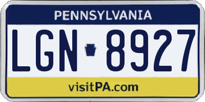 PA license plate LGN8927