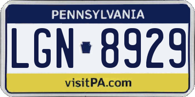 PA license plate LGN8929