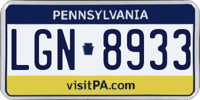 PA license plate LGN8933