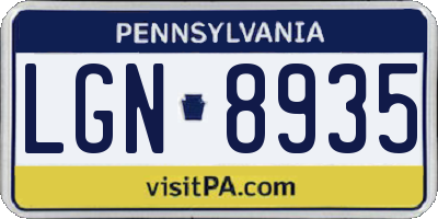 PA license plate LGN8935