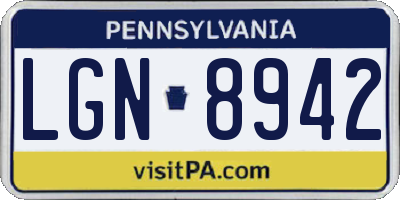 PA license plate LGN8942