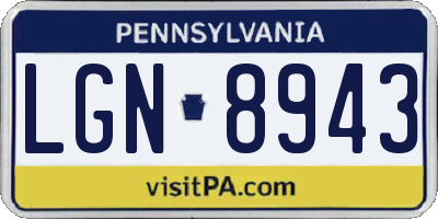 PA license plate LGN8943