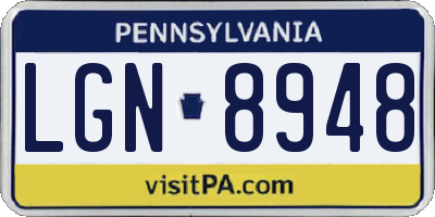 PA license plate LGN8948