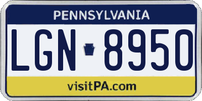PA license plate LGN8950
