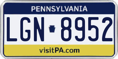 PA license plate LGN8952