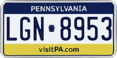 PA license plate LGN8953