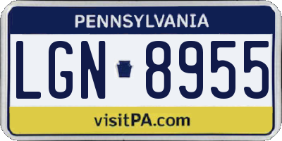 PA license plate LGN8955