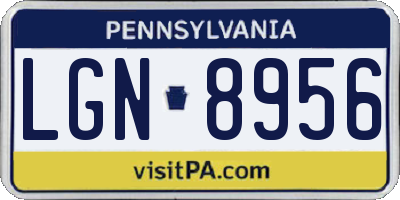 PA license plate LGN8956