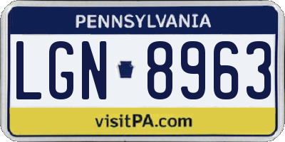 PA license plate LGN8963