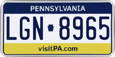 PA license plate LGN8965