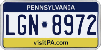 PA license plate LGN8972