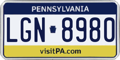 PA license plate LGN8980