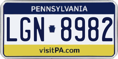 PA license plate LGN8982