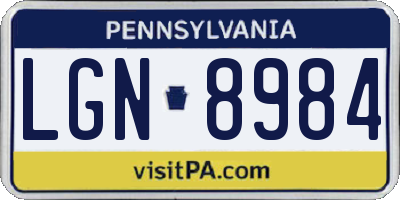 PA license plate LGN8984
