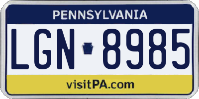 PA license plate LGN8985