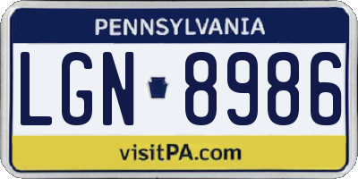 PA license plate LGN8986