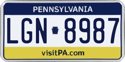 PA license plate LGN8987