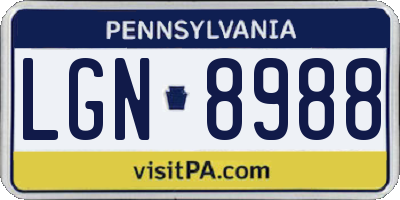 PA license plate LGN8988