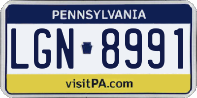 PA license plate LGN8991