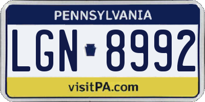 PA license plate LGN8992