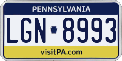 PA license plate LGN8993