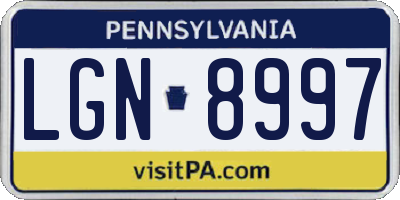 PA license plate LGN8997