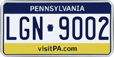 PA license plate LGN9002