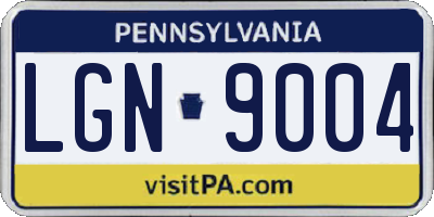 PA license plate LGN9004