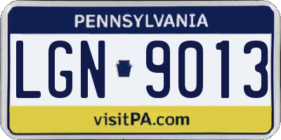 PA license plate LGN9013
