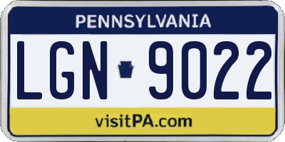 PA license plate LGN9022