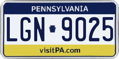 PA license plate LGN9025