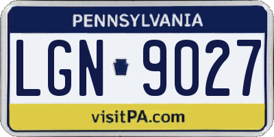 PA license plate LGN9027