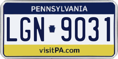 PA license plate LGN9031
