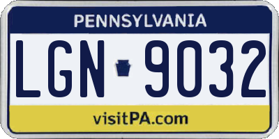PA license plate LGN9032