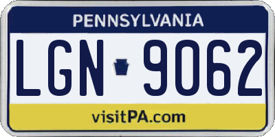 PA license plate LGN9062