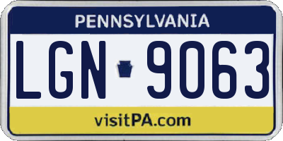 PA license plate LGN9063