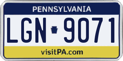 PA license plate LGN9071