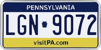 PA license plate LGN9072