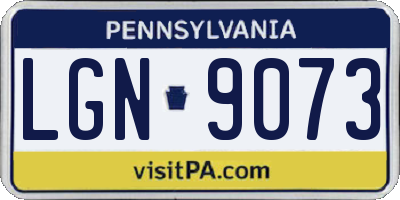 PA license plate LGN9073