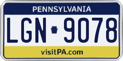 PA license plate LGN9078