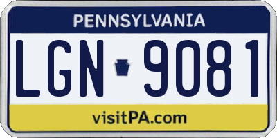 PA license plate LGN9081
