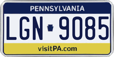 PA license plate LGN9085