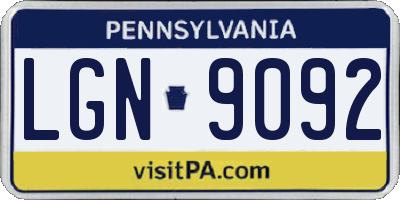 PA license plate LGN9092