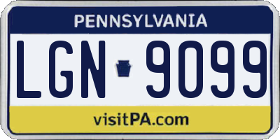 PA license plate LGN9099