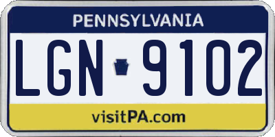 PA license plate LGN9102